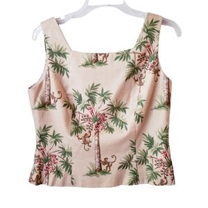 Vintage Jessica Howard Monkey Print Top